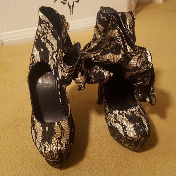 Lace high heel platform shoes - Dereon - Picture 2 of 3